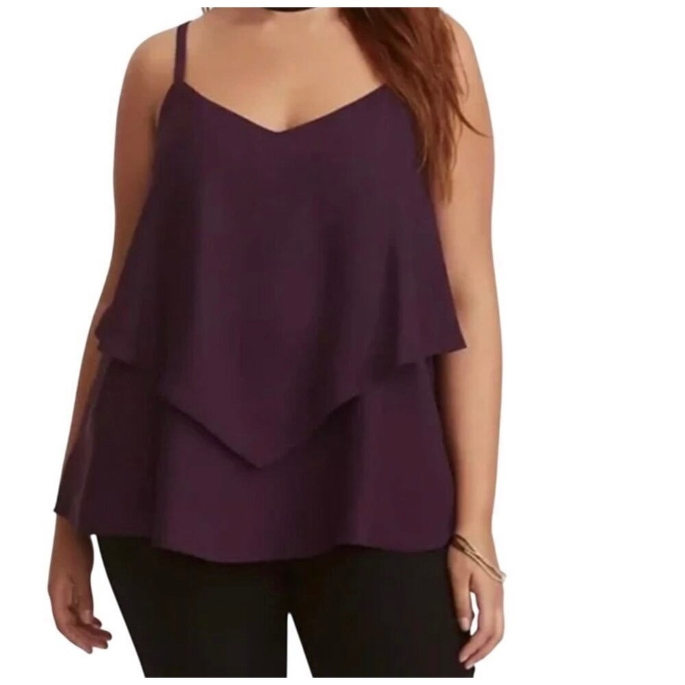 Torrid Womens Georgette Chiffon Double Layer Cross Back Purple Cami Size 3 / 3X